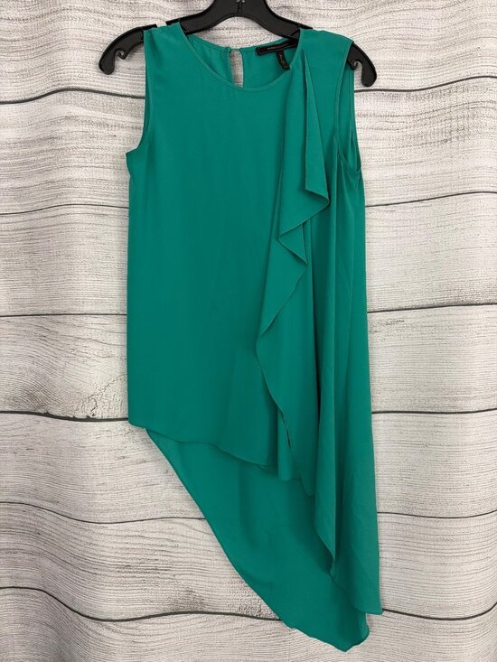 BCBGMaxAzria Tops - BCBGMAXAZRIA Turquoise Asymmetrical Sleeveless Ruffle Top Size XS